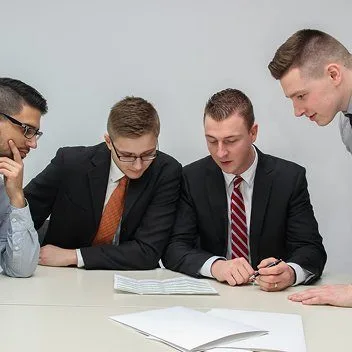 Tax advisors reviewing documents